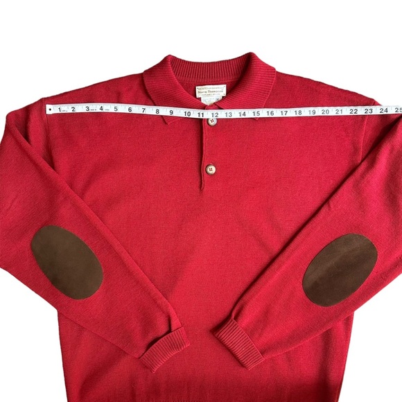 Norm Thompson Mens Vintage Red Wool Knitted Sweater with‎ Elbow Pad Size XL - Picture 8 of 11